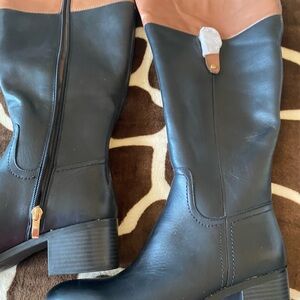 Women's Black and Brown Riding Boots